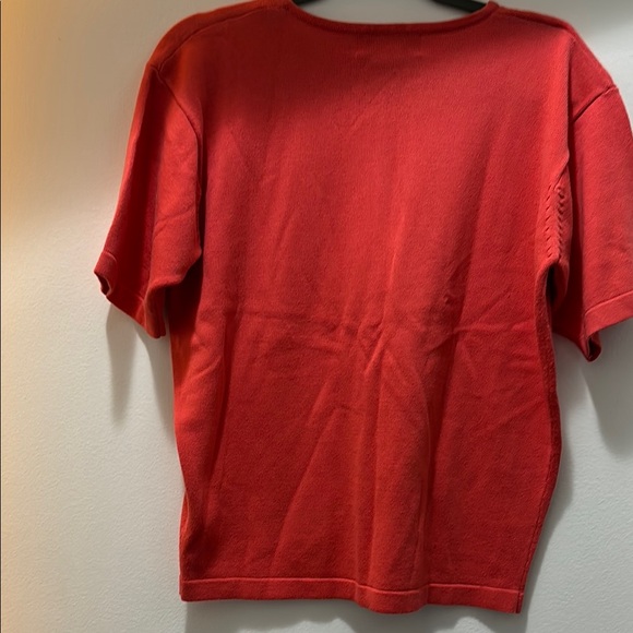 Red Crew Neck Short Sleeve Blouse - Picture 4 of 4